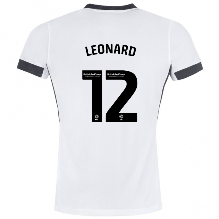 Kandiny Niño Camiseta Marc Leonard #12 Blanco Negro 2ª Equipación 2024/25 La Camisa Chile