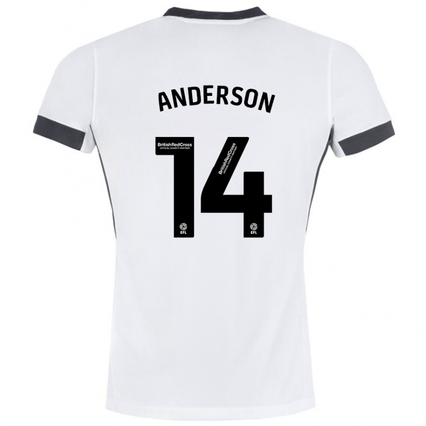 Kandiny Niño Camiseta Keshi Anderson #14 Blanco Negro 2ª Equipación 2024/25 La Camisa Chile