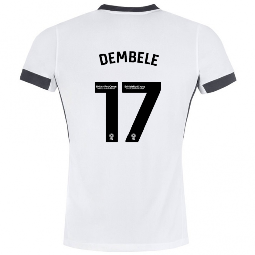 Kandiny Niño Camiseta Siriki Dembélé #17 Blanco Negro 2ª Equipación 2024/25 La Camisa Chile