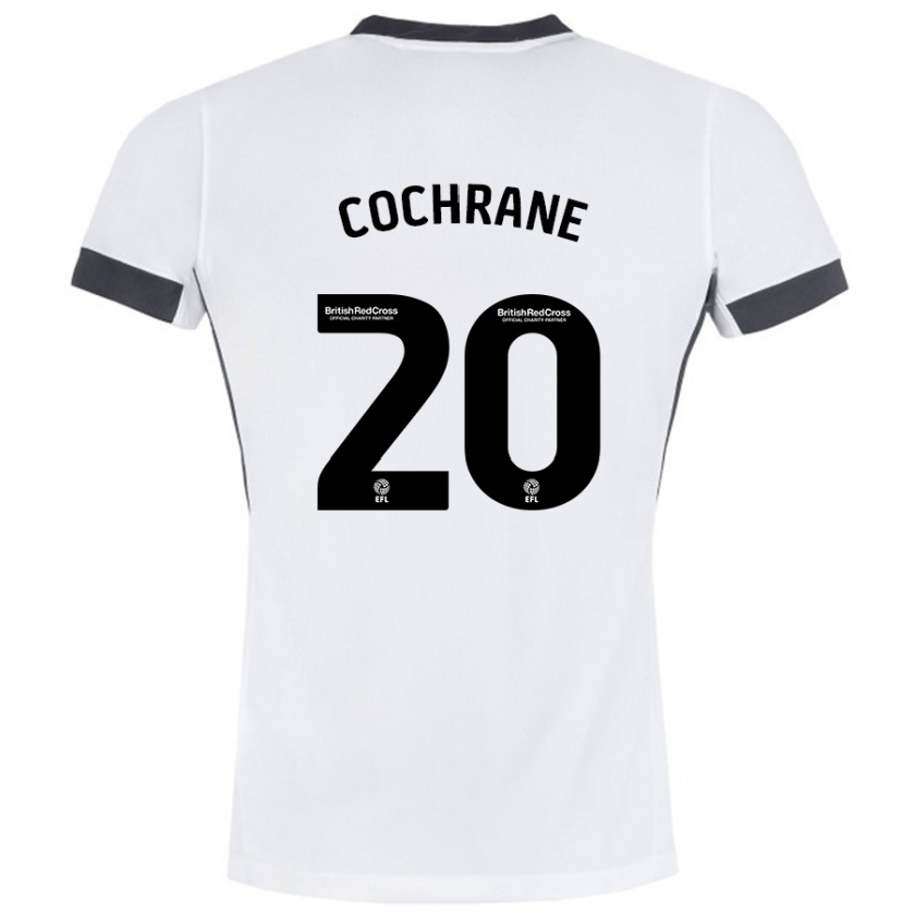 Kandiny Niño Camiseta Alex Cochrane #20 Blanco Negro 2ª Equipación 2024/25 La Camisa Chile