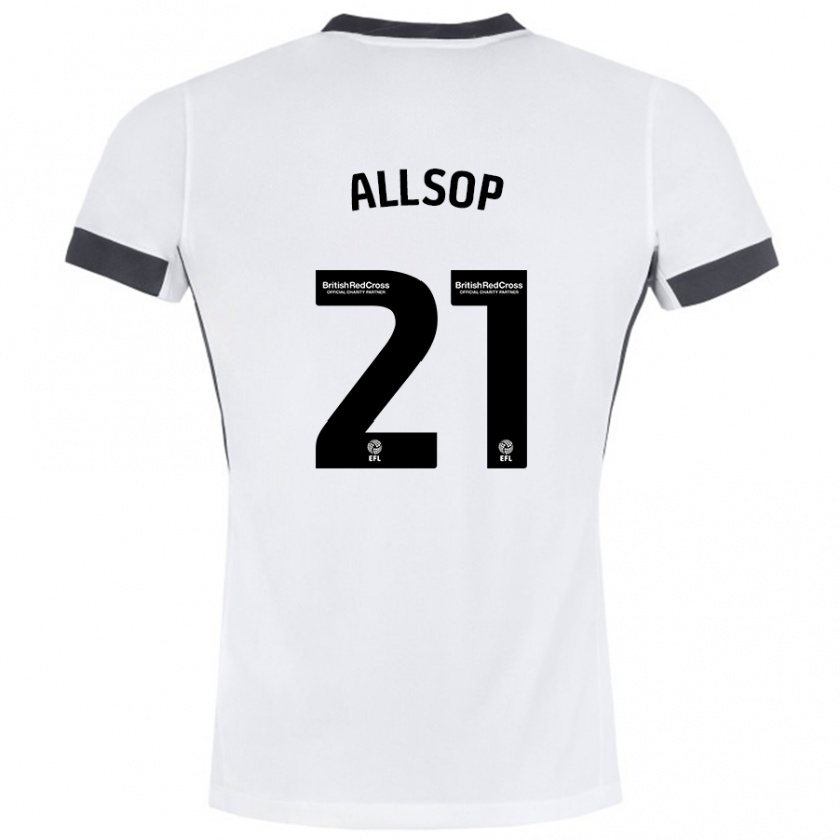 Kandiny Niño Camiseta Ryan Allsop #21 Blanco Negro 2ª Equipación 2024/25 La Camisa Chile