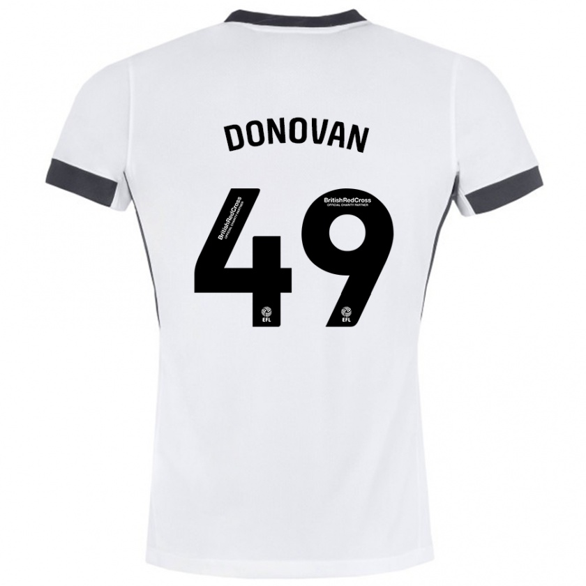 Kandiny Niño Camiseta Romelle Donovan #49 Blanco Negro 2ª Equipación 2024/25 La Camisa Chile