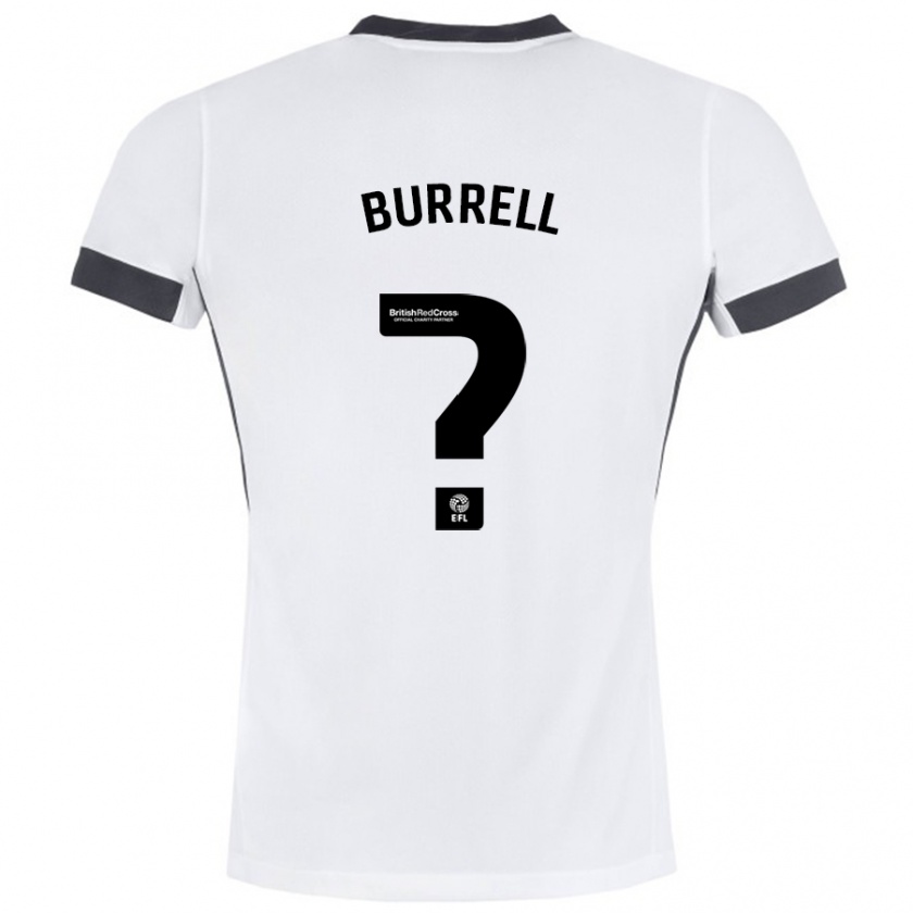 Kandiny Niño Camiseta Will Burrell #0 Blanco Negro 2ª Equipación 2024/25 La Camisa Chile