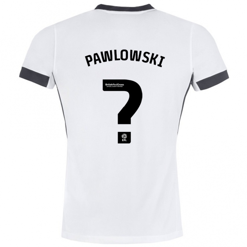 Kandiny Niño Camiseta Jakub Pawlowski #0 Blanco Negro 2ª Equipación 2024/25 La Camisa Chile