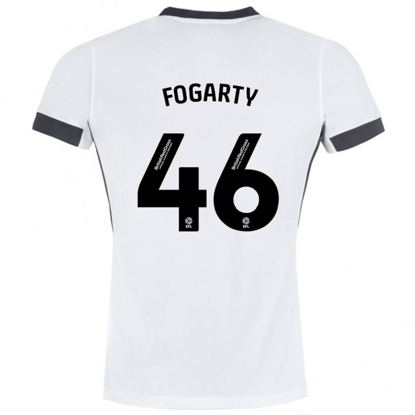 Kandiny Niño Camiseta Tom Fogarty #46 Blanco Negro 2ª Equipación 2024/25 La Camisa Chile