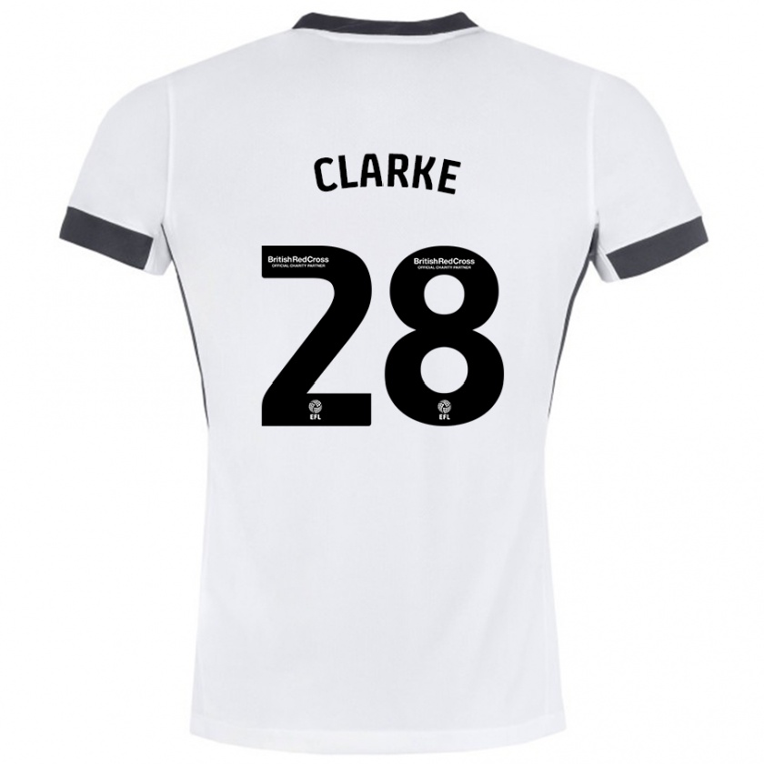 Kandiny Niño Camiseta Charlotte Clarke #28 Blanco Negro 2ª Equipación 2024/25 La Camisa Chile