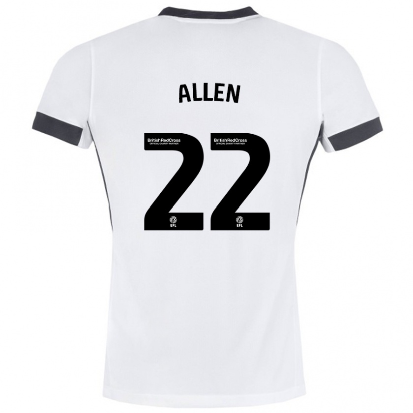 Kandiny Niño Camiseta Remi Allen #22 Blanco Negro 2ª Equipación 2024/25 La Camisa Chile