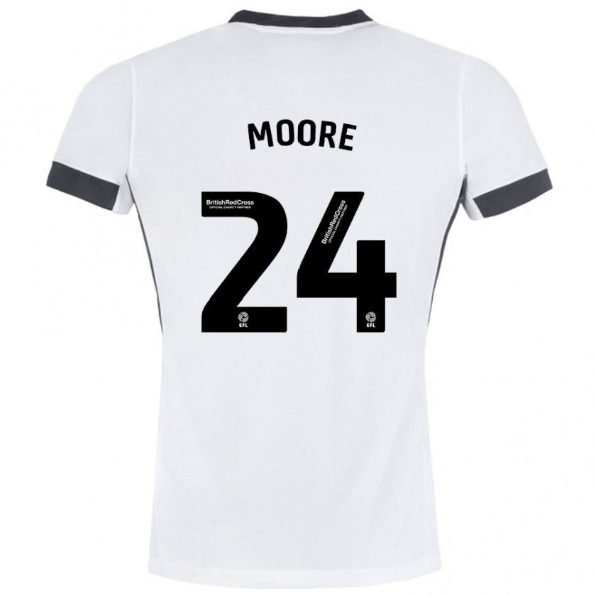 Kandiny Niño Camiseta Jade Ellis Moore #24 Blanco Negro 2ª Equipación 2024/25 La Camisa Chile