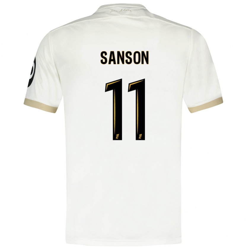 Kandiny Niño Camiseta Morgan Sanson #11 Blanco Dorado 2ª Equipación 2024/25 La Camisa Chile