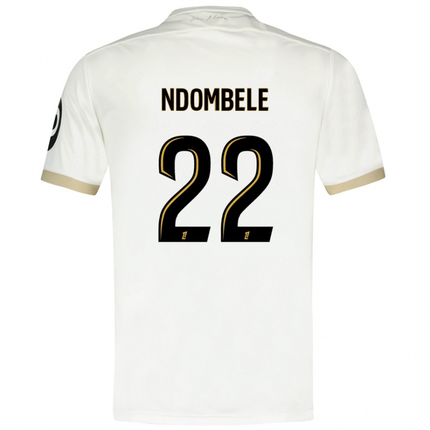 Kandiny Niño Camiseta Tanguy Ndombélé #22 Blanco Dorado 2ª Equipación 2024/25 La Camisa Chile