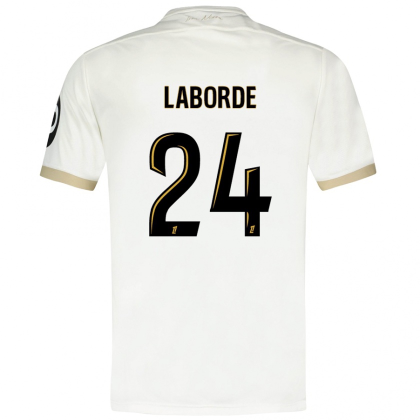 Kandiny Niño Camiseta Gaëtan Laborde #24 Blanco Dorado 2ª Equipación 2024/25 La Camisa Chile