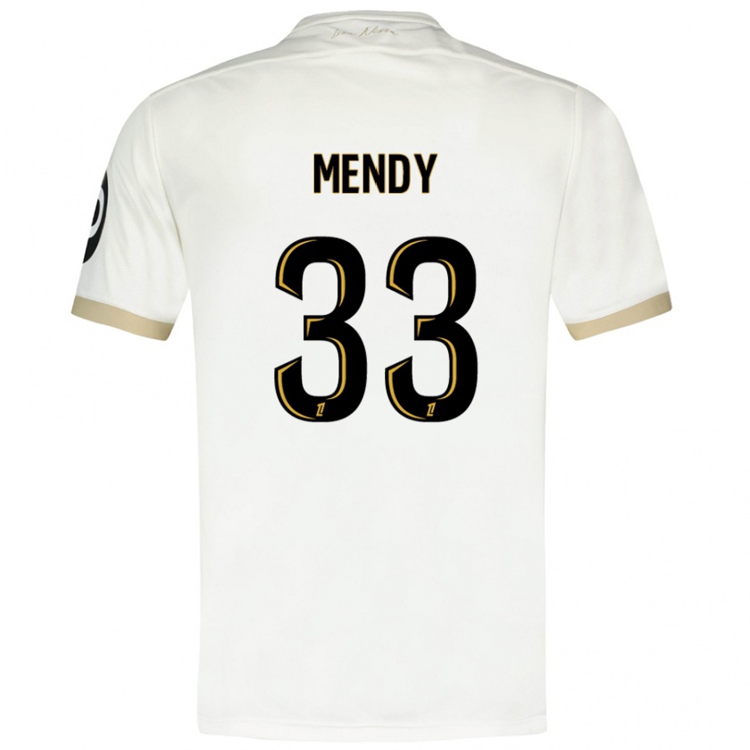 Kandiny Niño Camiseta Antoine Mendy #33 Blanco Dorado 2ª Equipación 2024/25 La Camisa Chile