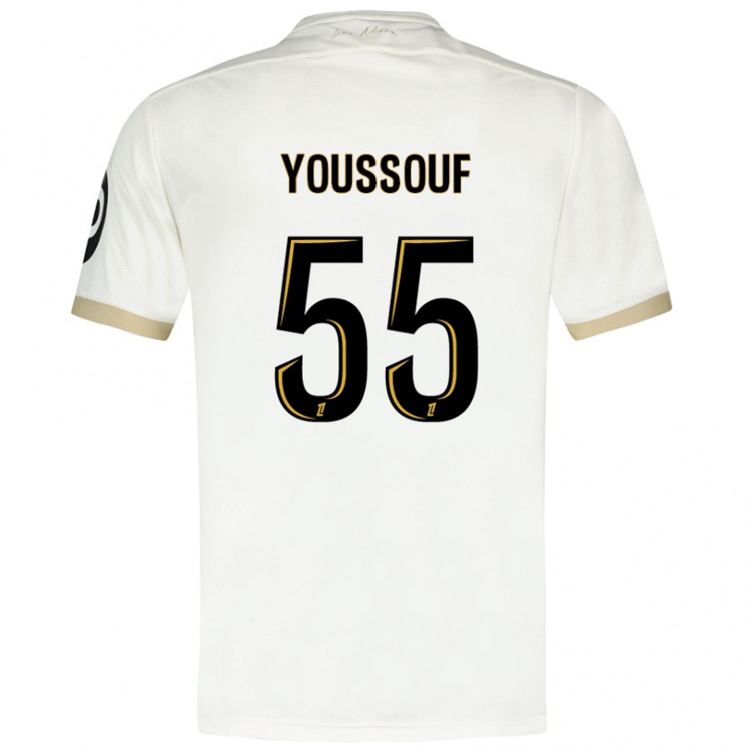 Kandiny Niño Camiseta Youssouf Ndayishimiye #55 Blanco Dorado 2ª Equipación 2024/25 La Camisa Chile