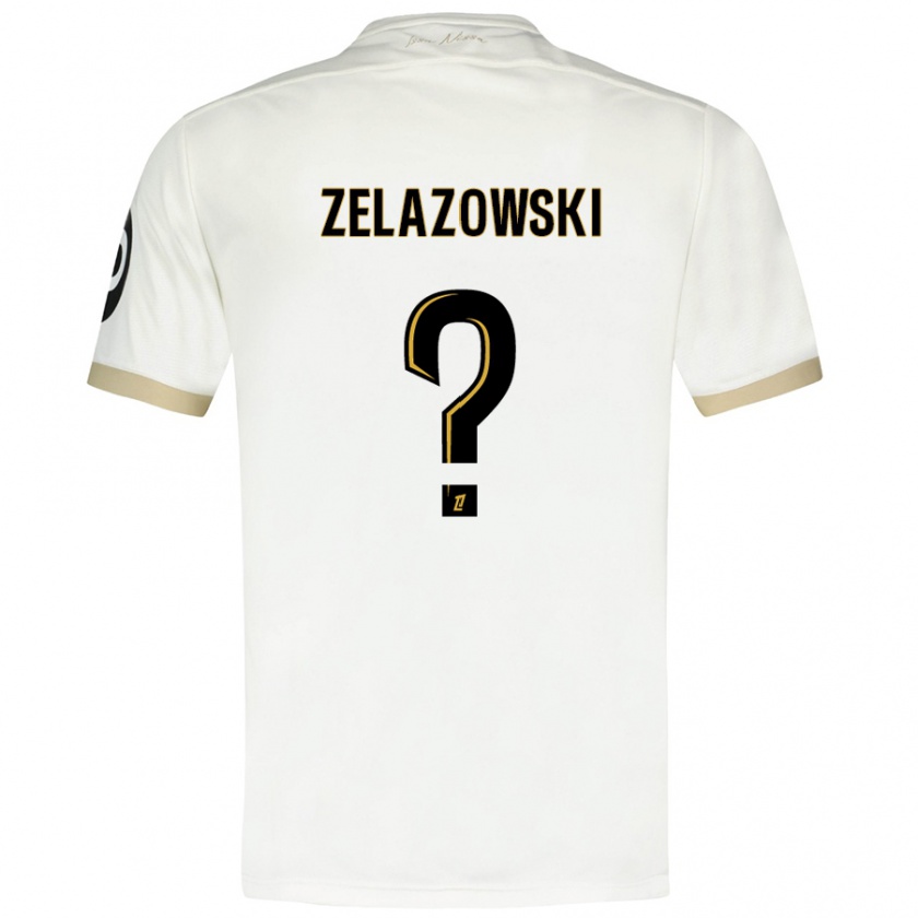 Kandiny Niño Camiseta Bartosz Zelazowski #0 Blanco Dorado 2ª Equipación 2024/25 La Camisa Chile