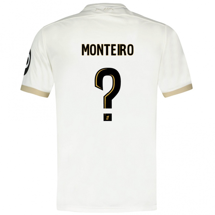 Kandiny Niño Camiseta Laurenzo Monteiro #0 Blanco Dorado 2ª Equipación 2024/25 La Camisa Chile