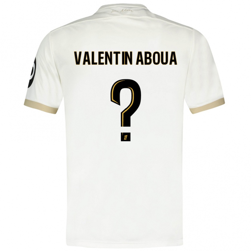 Kandiny Niño Camiseta Louis Valentin Aboua #0 Blanco Dorado 2ª Equipación 2024/25 La Camisa Chile