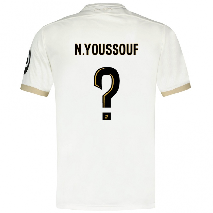 Kandiny Niño Camiseta Naké Youssouf #0 Blanco Dorado 2ª Equipación 2024/25 La Camisa Chile