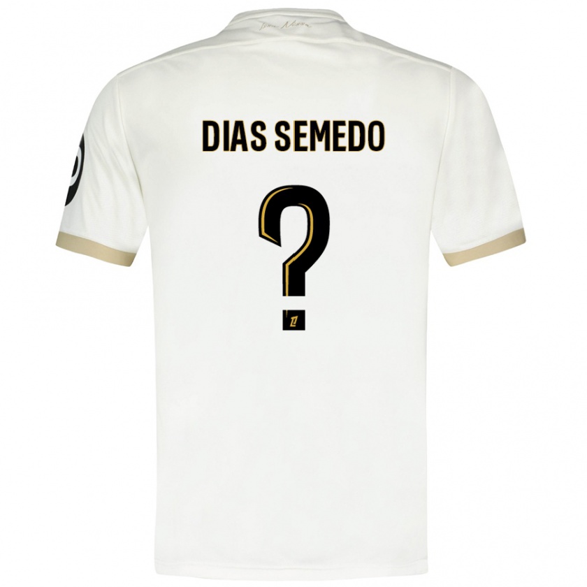 Kandiny Niño Camiseta Samuel Dias Semedo #0 Blanco Dorado 2ª Equipación 2024/25 La Camisa Chile