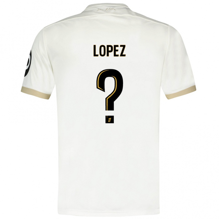 Kandiny Niño Camiseta Kylian Lopez #0 Blanco Dorado 2ª Equipación 2024/25 La Camisa Chile