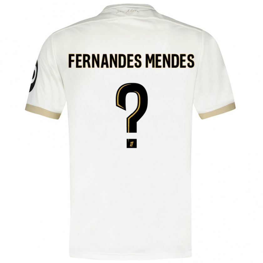 Kandiny Niño Camiseta Mathis Fernandes Mendes #0 Blanco Dorado 2ª Equipación 2024/25 La Camisa Chile