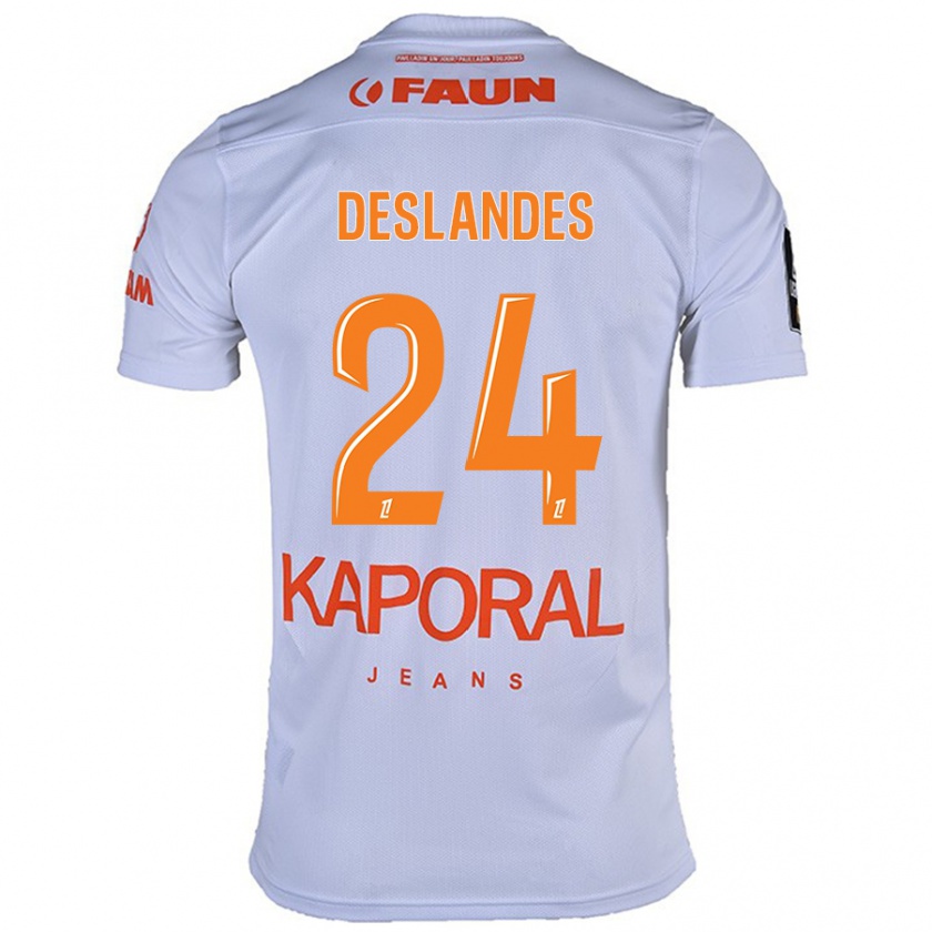 Kandiny Niño Camiseta Océane Deslandes #24 Blanco 2ª Equipación 2024/25 La Camisa Chile