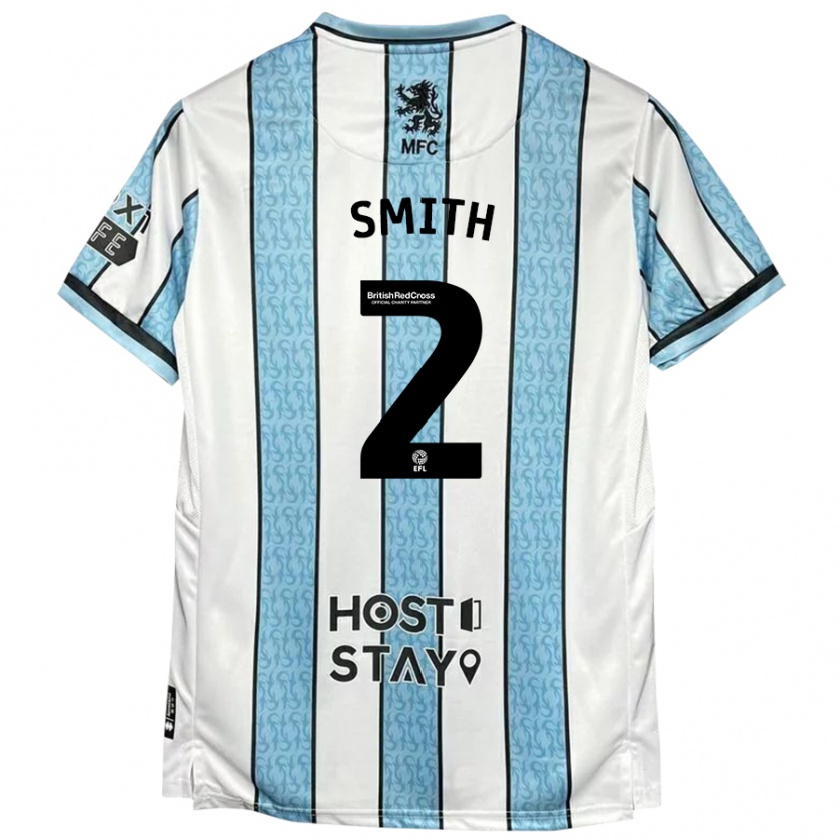 Kandiny Niño Camiseta Tommy Smith #2 Blanco Azul 2ª Equipación 2024/25 La Camisa Chile