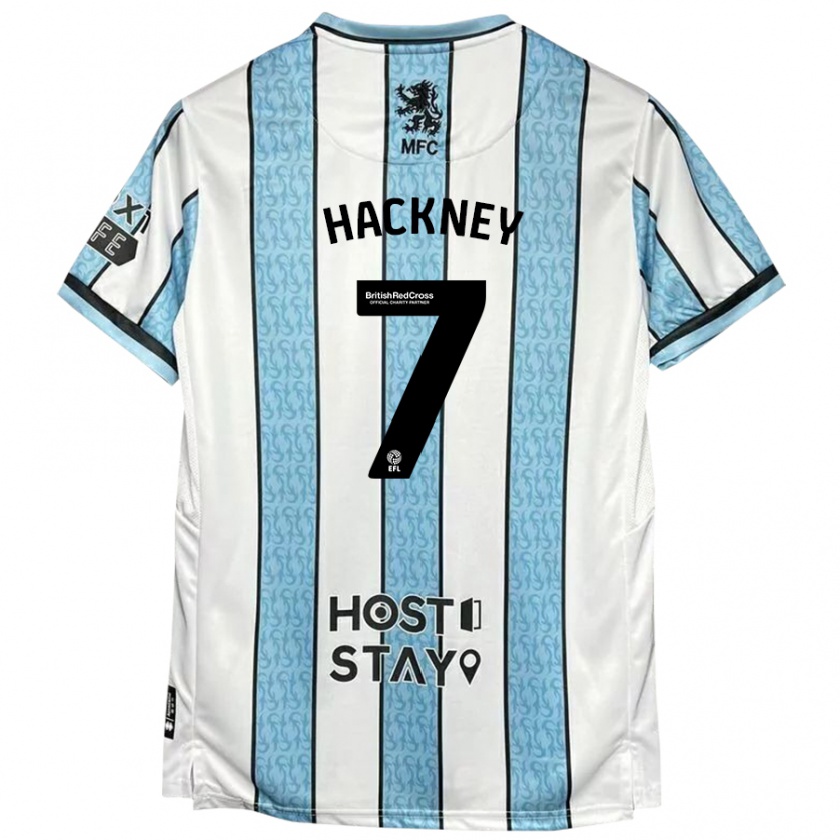 Kandiny Niño Camiseta Hayden Hackney #7 Blanco Azul 2ª Equipación 2024/25 La Camisa Chile