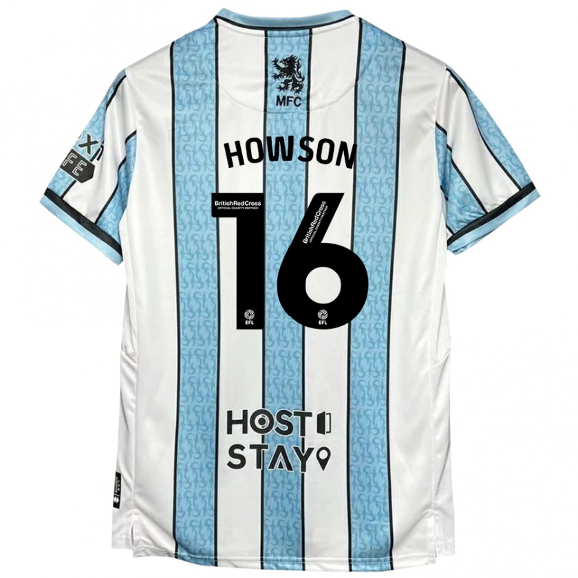 Kandiny Niño Camiseta Jonathan Howson #16 Blanco Azul 2ª Equipación 2024/25 La Camisa Chile