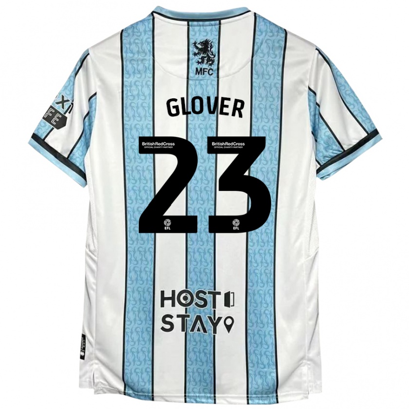 Kandiny Niño Camiseta Tom Glover #23 Blanco Azul 2ª Equipación 2024/25 La Camisa Chile