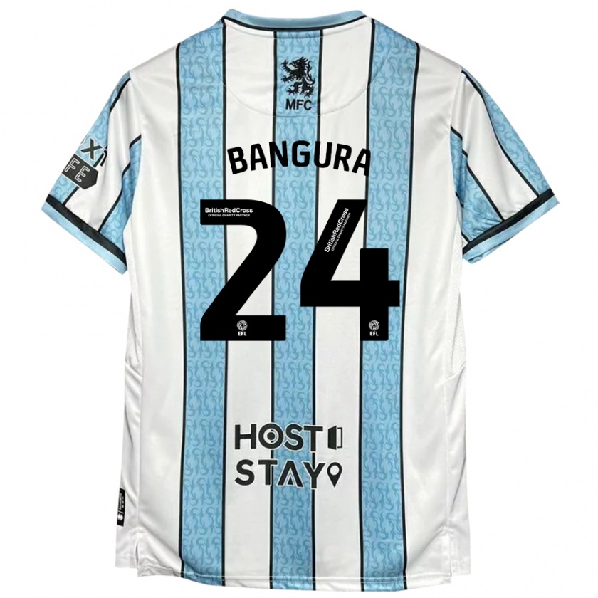 Kandiny Niño Camiseta Alex Bangura #24 Blanco Azul 2ª Equipación 2024/25 La Camisa Chile