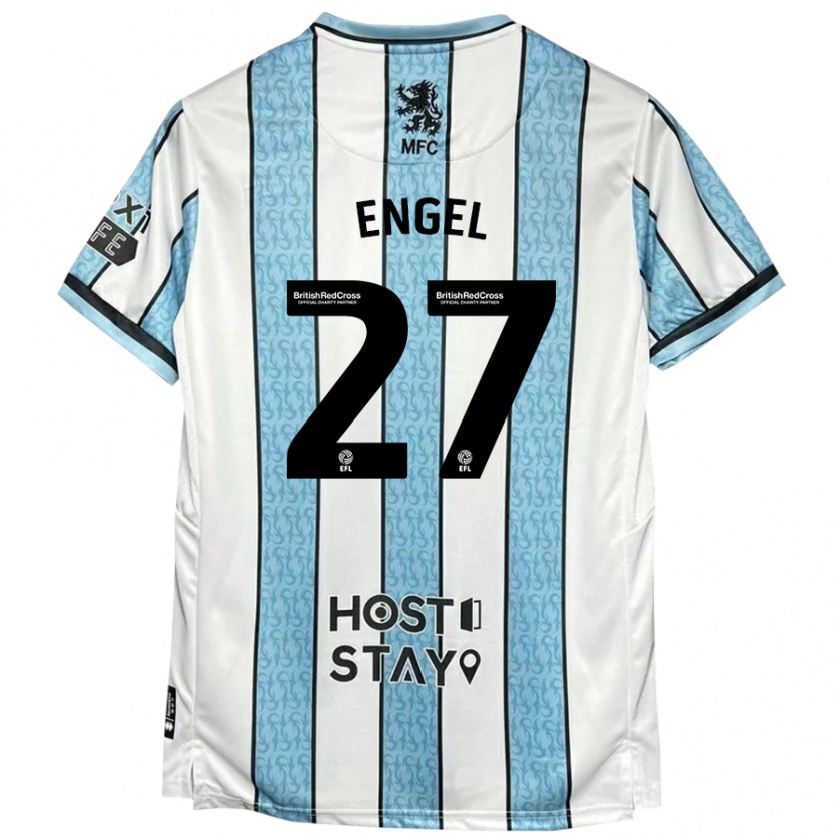 Kandiny Niño Camiseta Lukas Engel #27 Blanco Azul 2ª Equipación 2024/25 La Camisa Chile