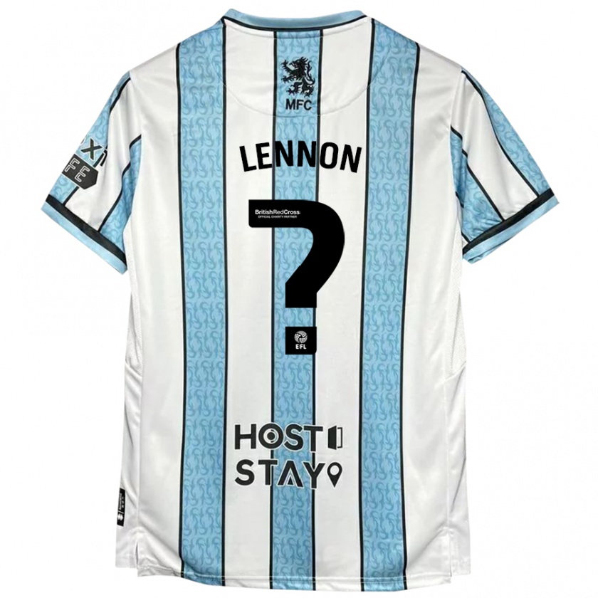 Kandiny Niño Camiseta Charlie Lennon #0 Blanco Azul 2ª Equipación 2024/25 La Camisa Chile