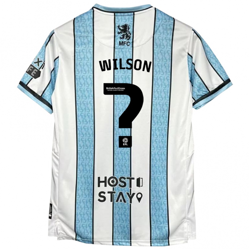 Kandiny Niño Camiseta James Wilson #0 Blanco Azul 2ª Equipación 2024/25 La Camisa Chile