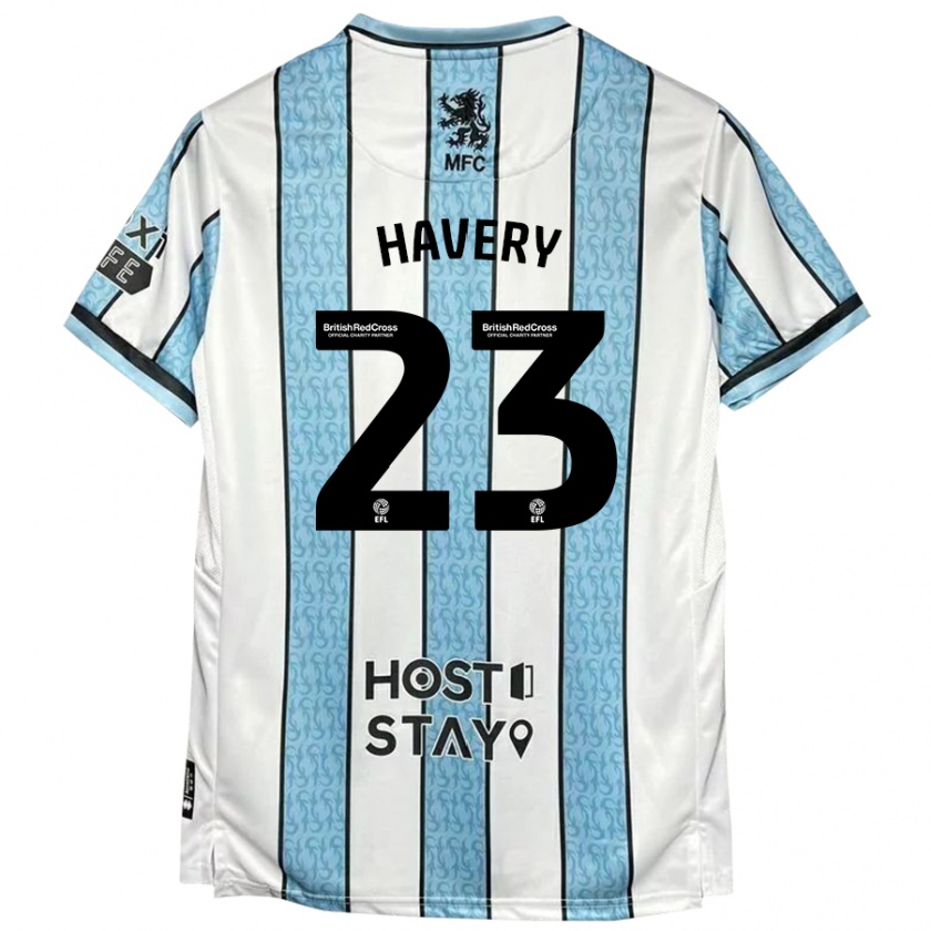 Kandiny Niño Camiseta Nicole Havery #23 Blanco Azul 2ª Equipación 2024/25 La Camisa Chile