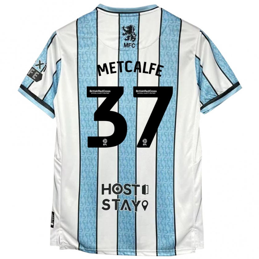 Kandiny Niño Camiseta Max Metcalfe #37 Blanco Azul 2ª Equipación 2024/25 La Camisa Chile