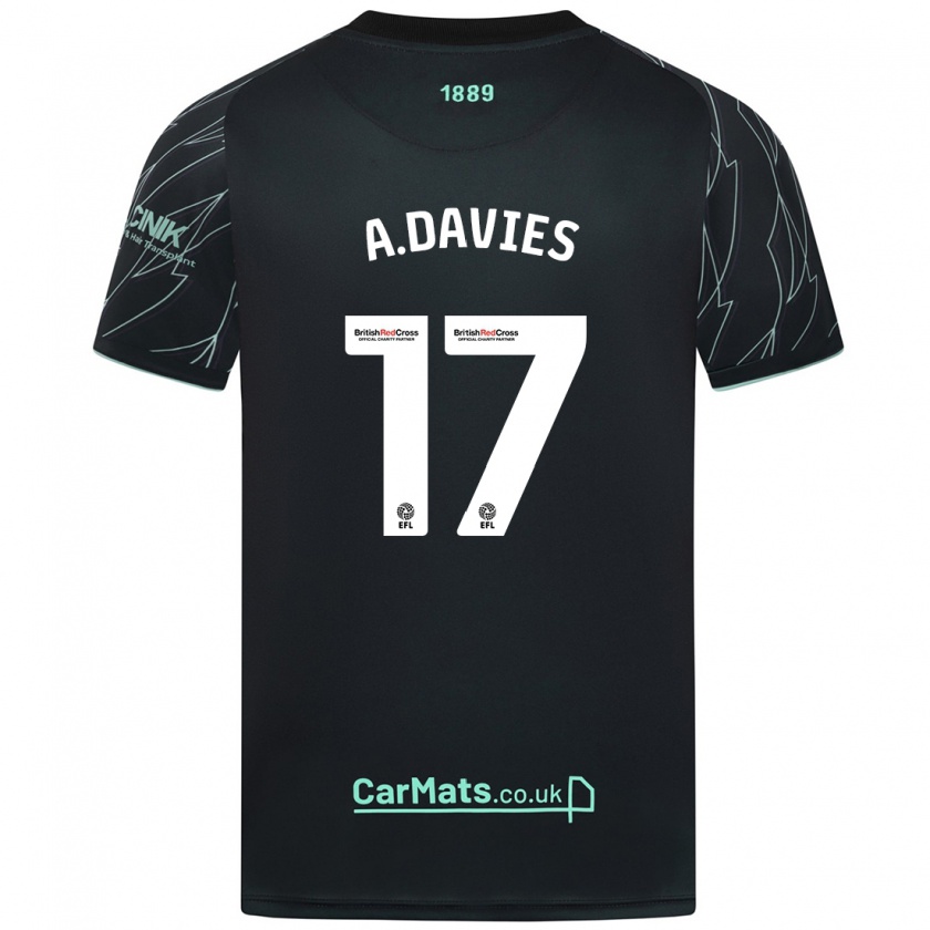 Kandiny Niño Camiseta Adam Davies #17 Negro Verde 2ª Equipación 2024/25 La Camisa Chile