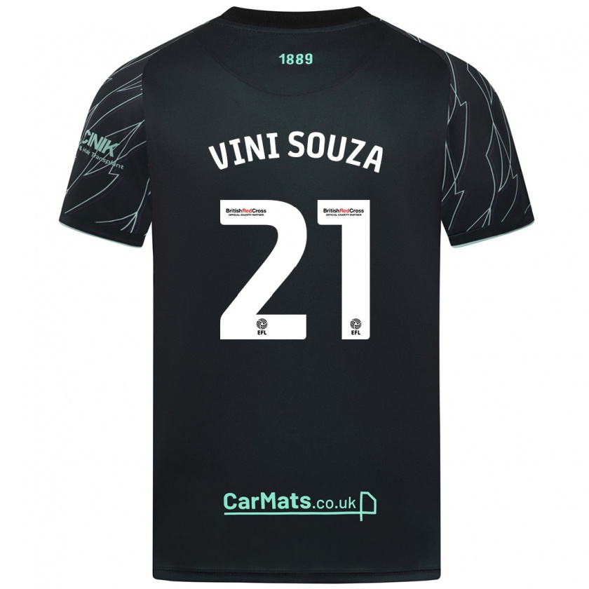 Kandiny Niño Camiseta Vini Souza #21 Negro Verde 2ª Equipación 2024/25 La Camisa Chile