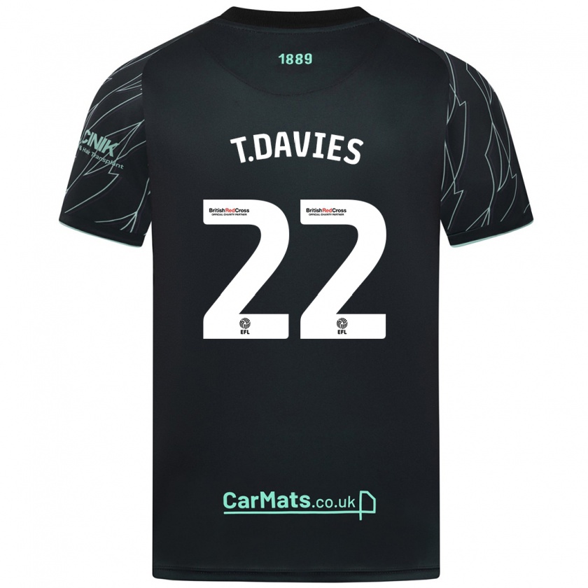 Kandiny Niño Camiseta Tom Davies #22 Negro Verde 2ª Equipación 2024/25 La Camisa Chile