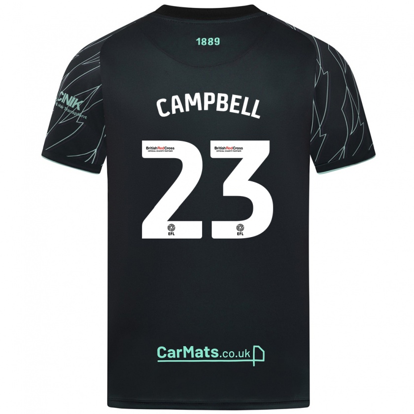 Kandiny Niño Camiseta Tyrese Campbell #23 Negro Verde 2ª Equipación 2024/25 La Camisa Chile