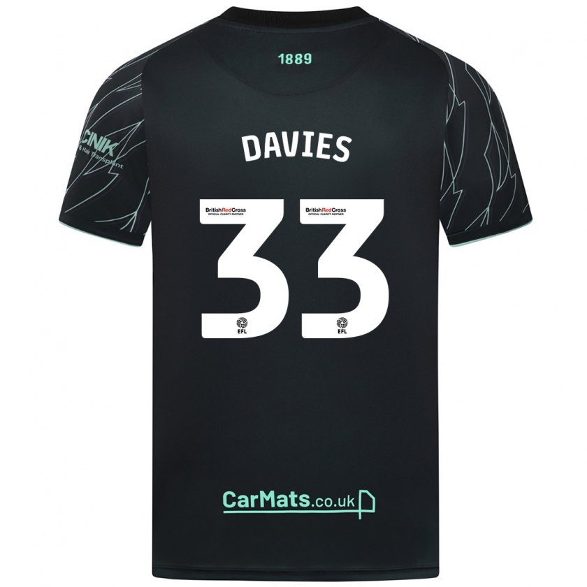 Kandiny Niño Camiseta Bethan Davies #33 Negro Verde 2ª Equipación 2024/25 La Camisa Chile