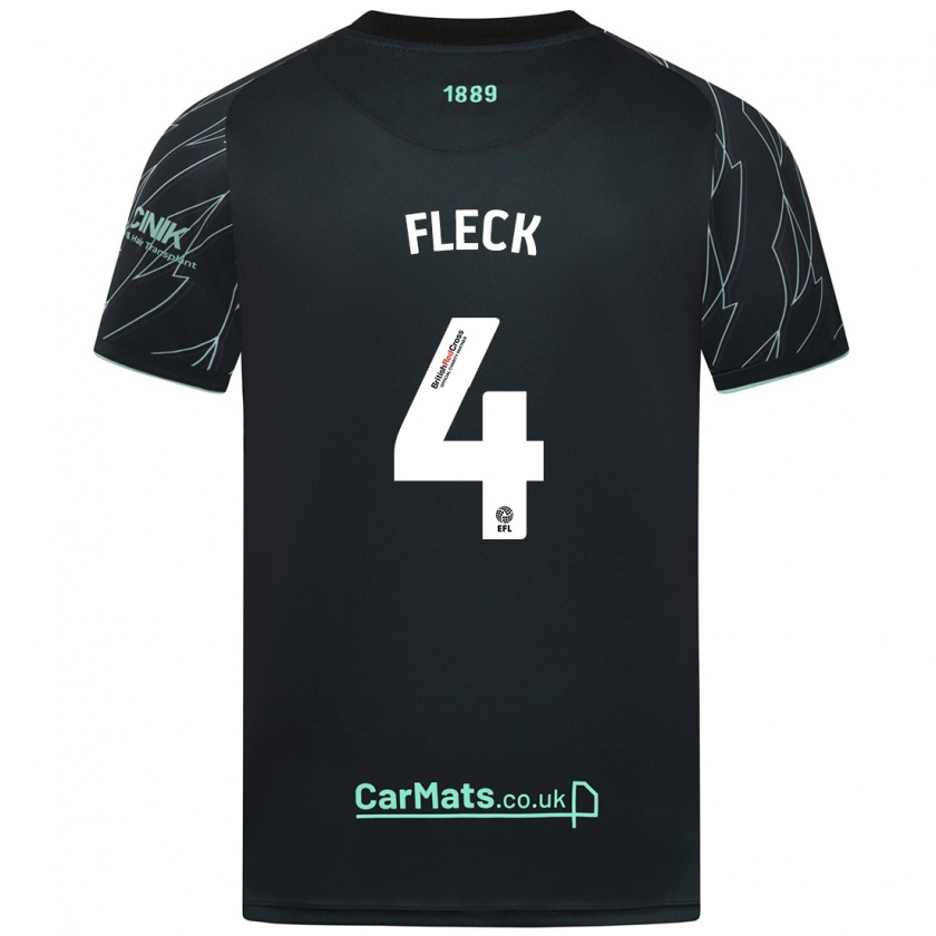 Kandiny Niño Camiseta John Fleck #4 Negro Verde 2ª Equipación 2024/25 La Camisa Chile