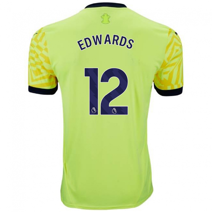 Kandiny Niño Camiseta Ronnie Edwards #12 Amarillo 2ª Equipación 2024/25 La Camisa Chile