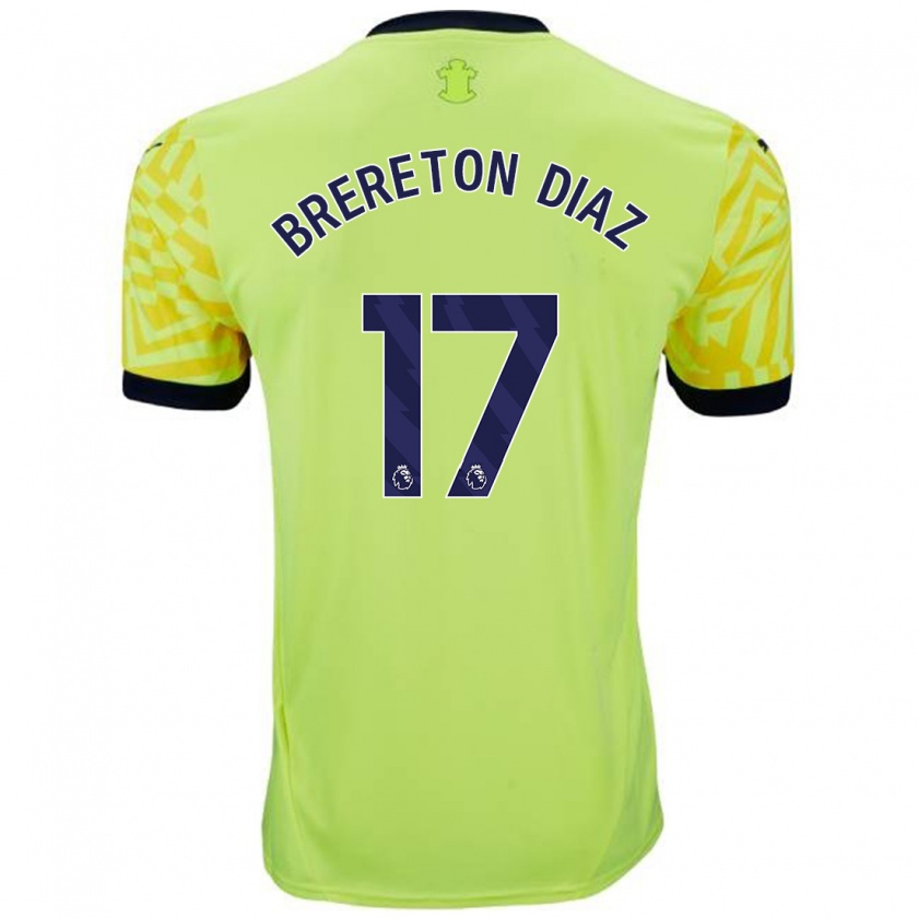 Kandiny Niño Camiseta Ben Brereton Díaz #17 Amarillo 2ª Equipación 2024/25 La Camisa Chile