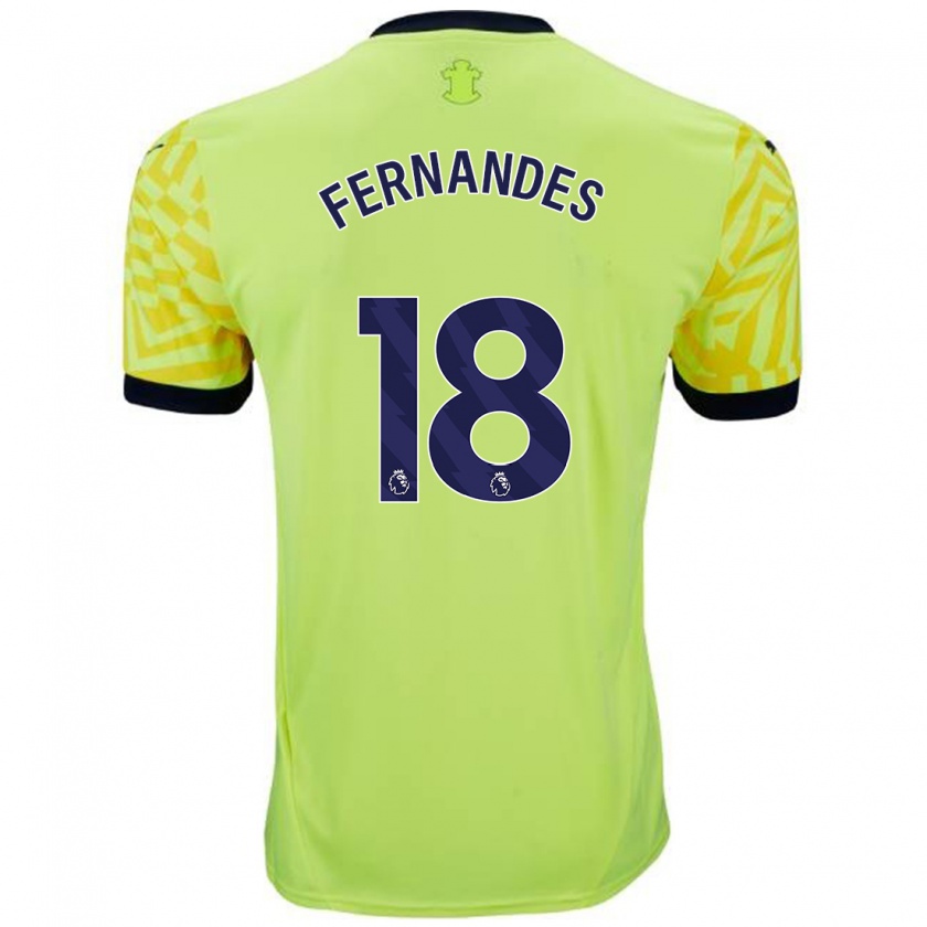 Kandiny Niño Camiseta Mateus Fernandes #18 Amarillo 2ª Equipación 2024/25 La Camisa Chile