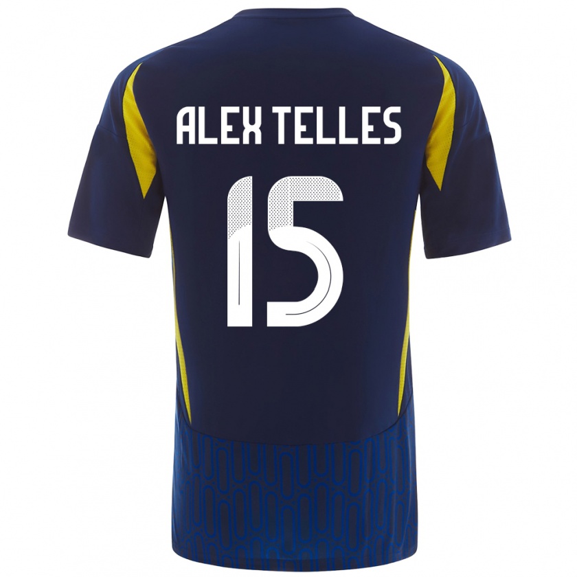 Kandiny Niño Camiseta Alex Telles #15 Azul Amarillo 2ª Equipación 2024/25 La Camisa Chile