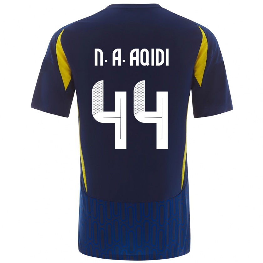 Kandiny Niño Camiseta Nawaf Al-Aqidi #44 Azul Amarillo 2ª Equipación 2024/25 La Camisa Chile