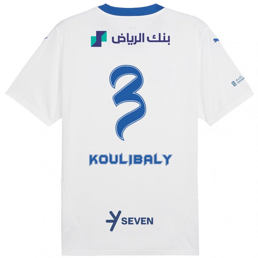 Kandiny Niño Camiseta Kalidou Koulibaly #3 Blanco Azul 2ª Equipación 2024/25 La Camisa Chile