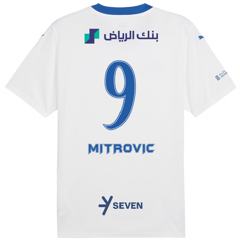 Kandiny Niño Camiseta Aleksandar Mitrović #9 Blanco Azul 2ª Equipación 2024/25 La Camisa Chile