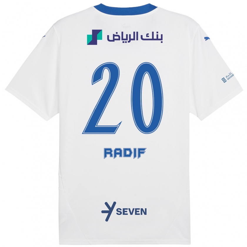 Kandiny Niño Camiseta Abdullah Radif #20 Blanco Azul 2ª Equipación 2024/25 La Camisa Chile