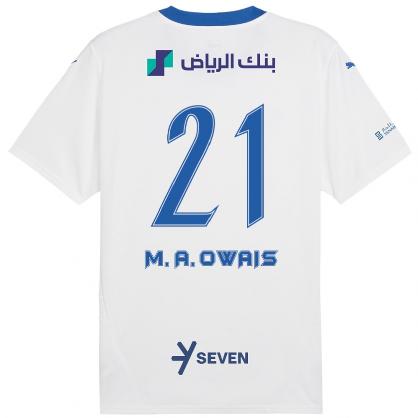 Kandiny Niño Camiseta Mohammed Al-Owais #21 Blanco Azul 2ª Equipación 2024/25 La Camisa Chile